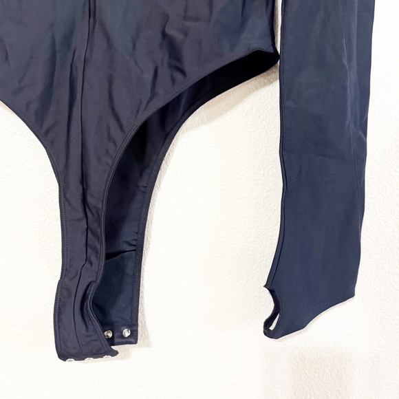 Mugler Lycra Mesh High Neck Cutout Long Sleeve Thumbhole Revolve Bodysuit Sz 42 - Picture 10 of 14